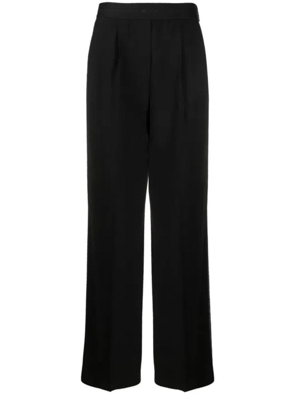 MSGM Wide-leg High-waist Trousers In Black Product Image
