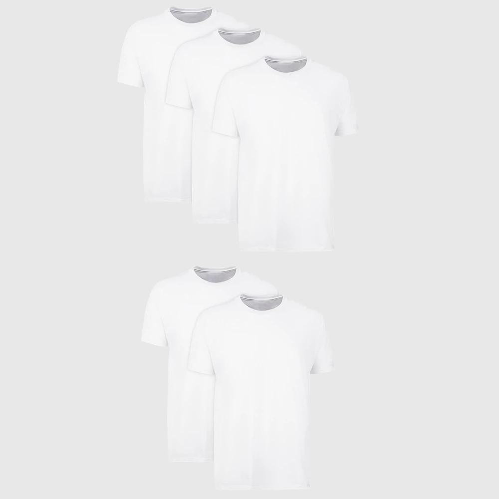 Hanes Men's Crewneck T-Shirt 6pk - White L: 100% Cotton, Lightweight, Tagless, Moisture Wicking, Product Image