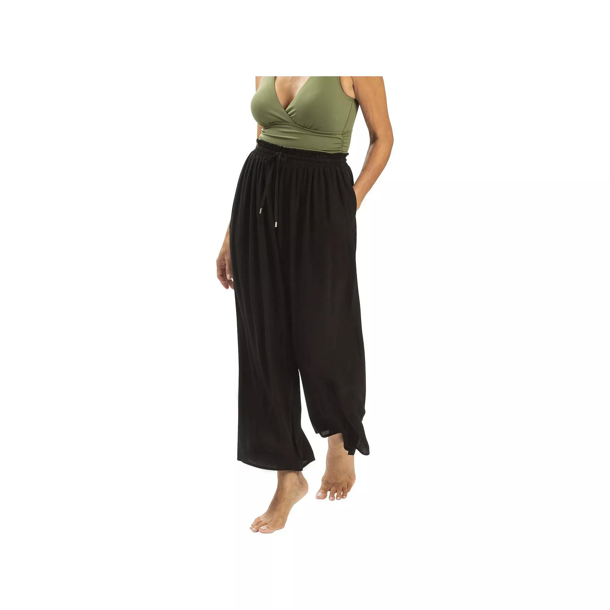 Women's Dolfin Solid Palazzo Swim Cover-Up Pants, Size: Small, Black Product Image