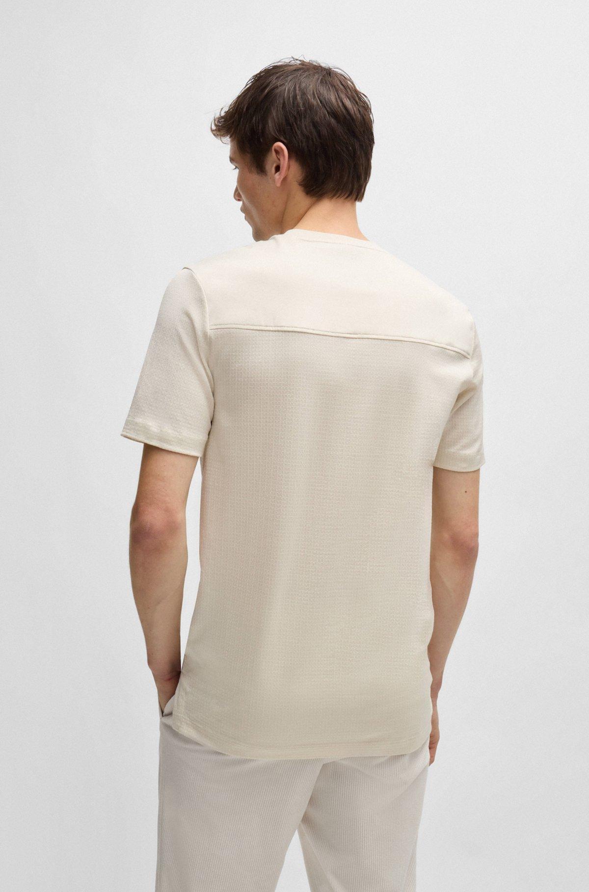 Cotton-ripstop regular-fit T-shirt with plain trims Product Image
