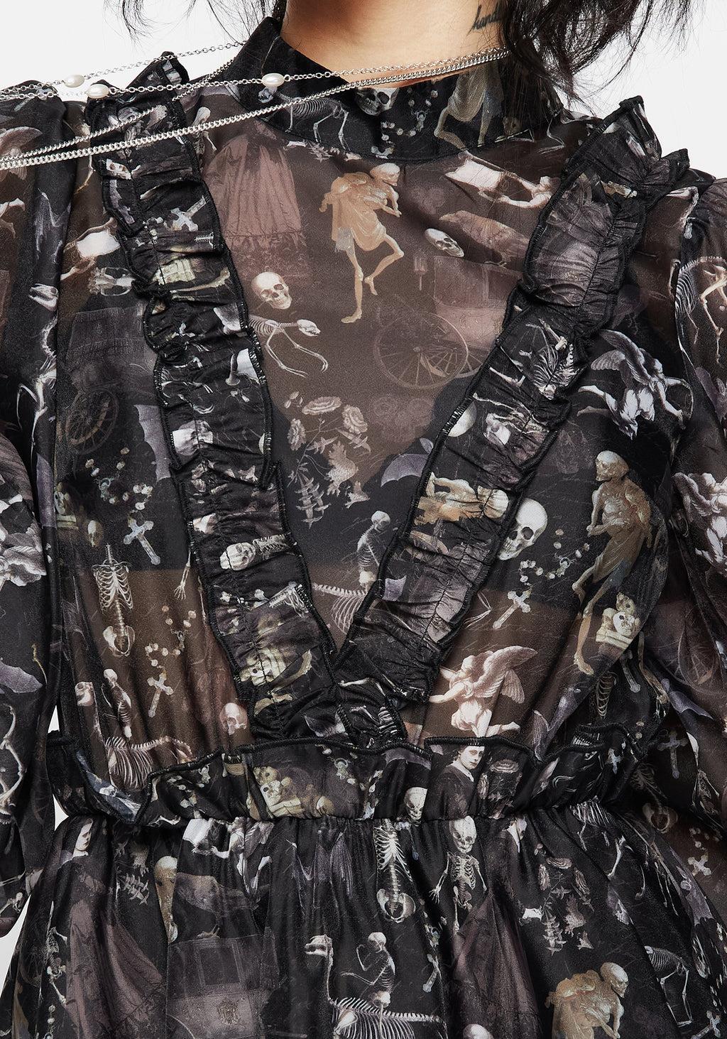 Melancholia Frill Yoke Layered Organza Mini Dress Product Image