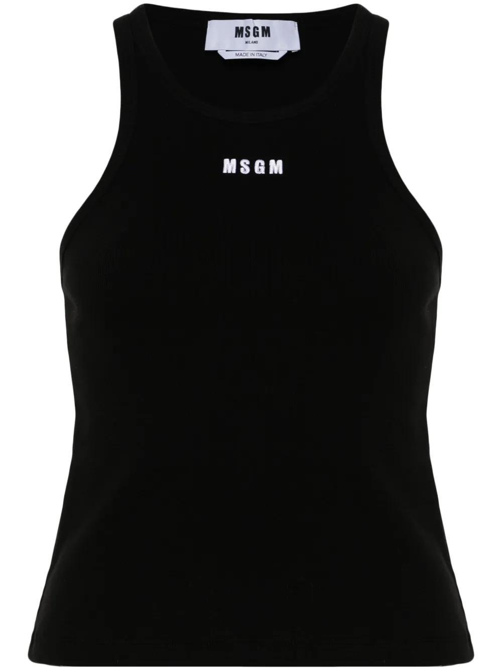 MSGM Embroidered-logo Tank Top In Black Product Image