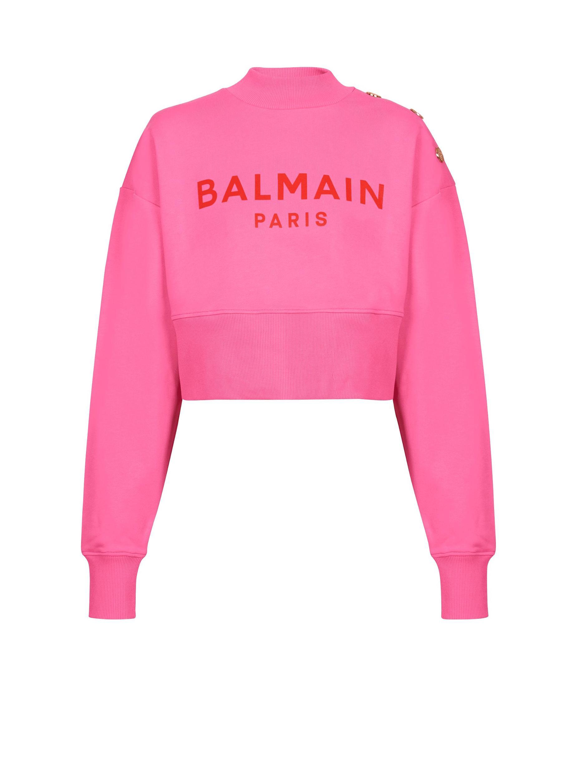 Cropped sweatshirt with Balmain Paris print Product Image