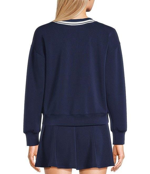 Copper Key V-Neck Contrast Trim Long Sleeve Top Product Image