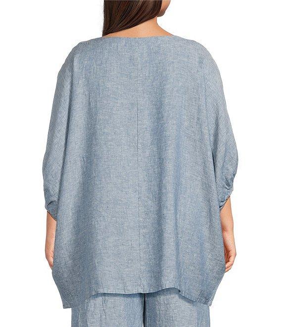 Bryn Walker Plus Wilder Cross-Dyed Linen Boat Neck Dolman Sleeve Tunic Product Image