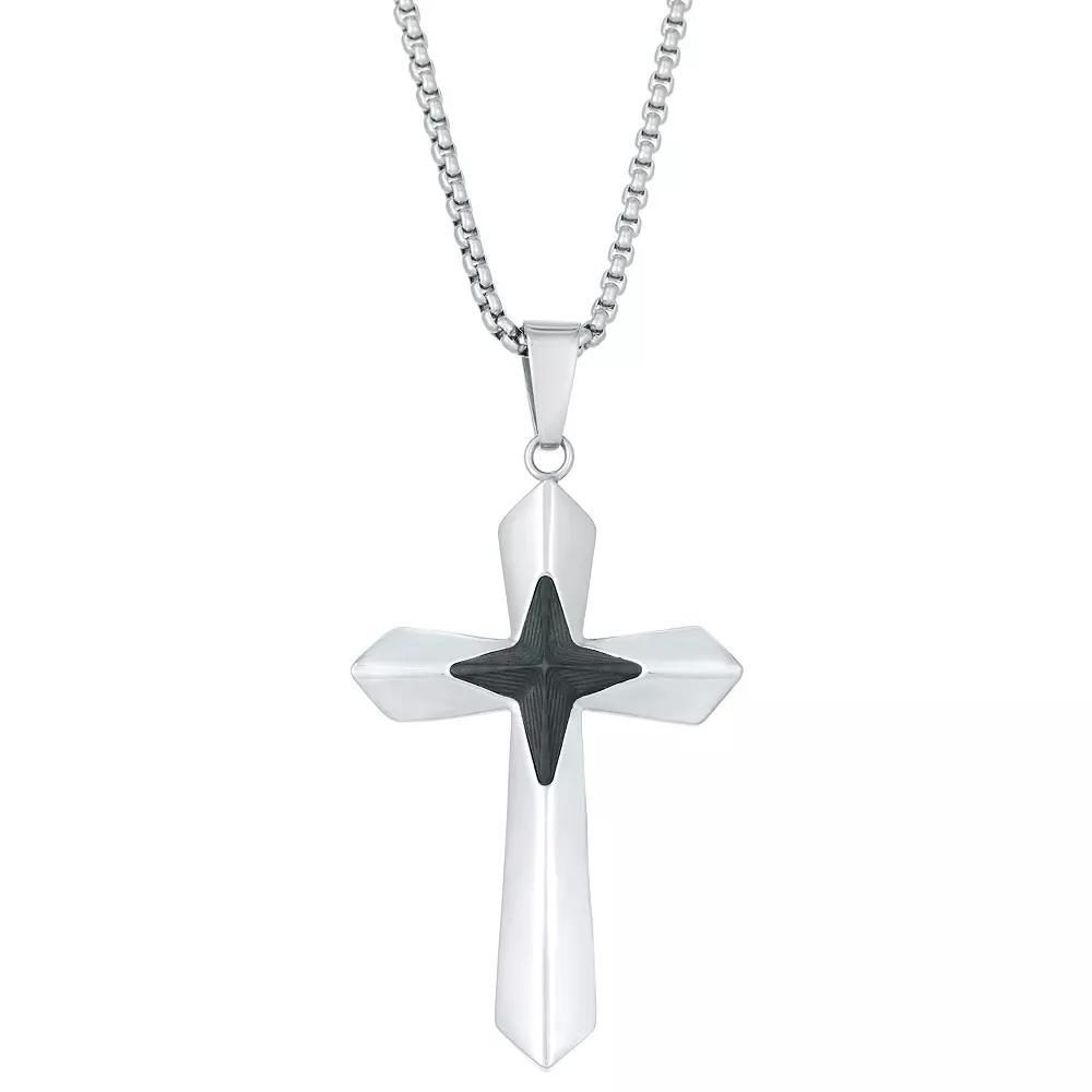 Men's LYNX Stainless Steel Cross Pendant Necklace, Size: 24" Product Image