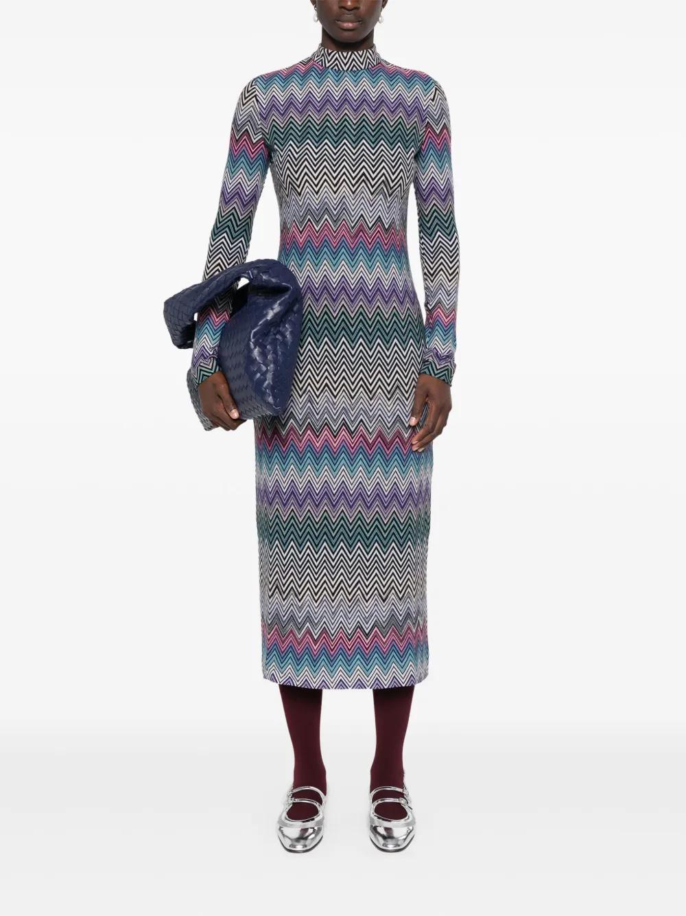 zigzag-woven midi dress Product Image