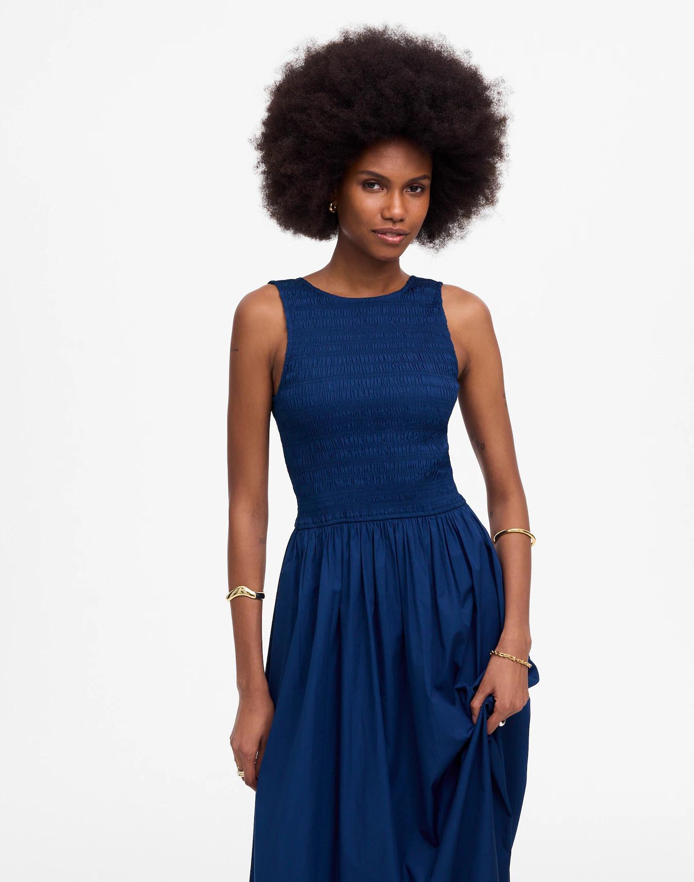 The Melody Scoopback Smocked Midi Dress Product Image