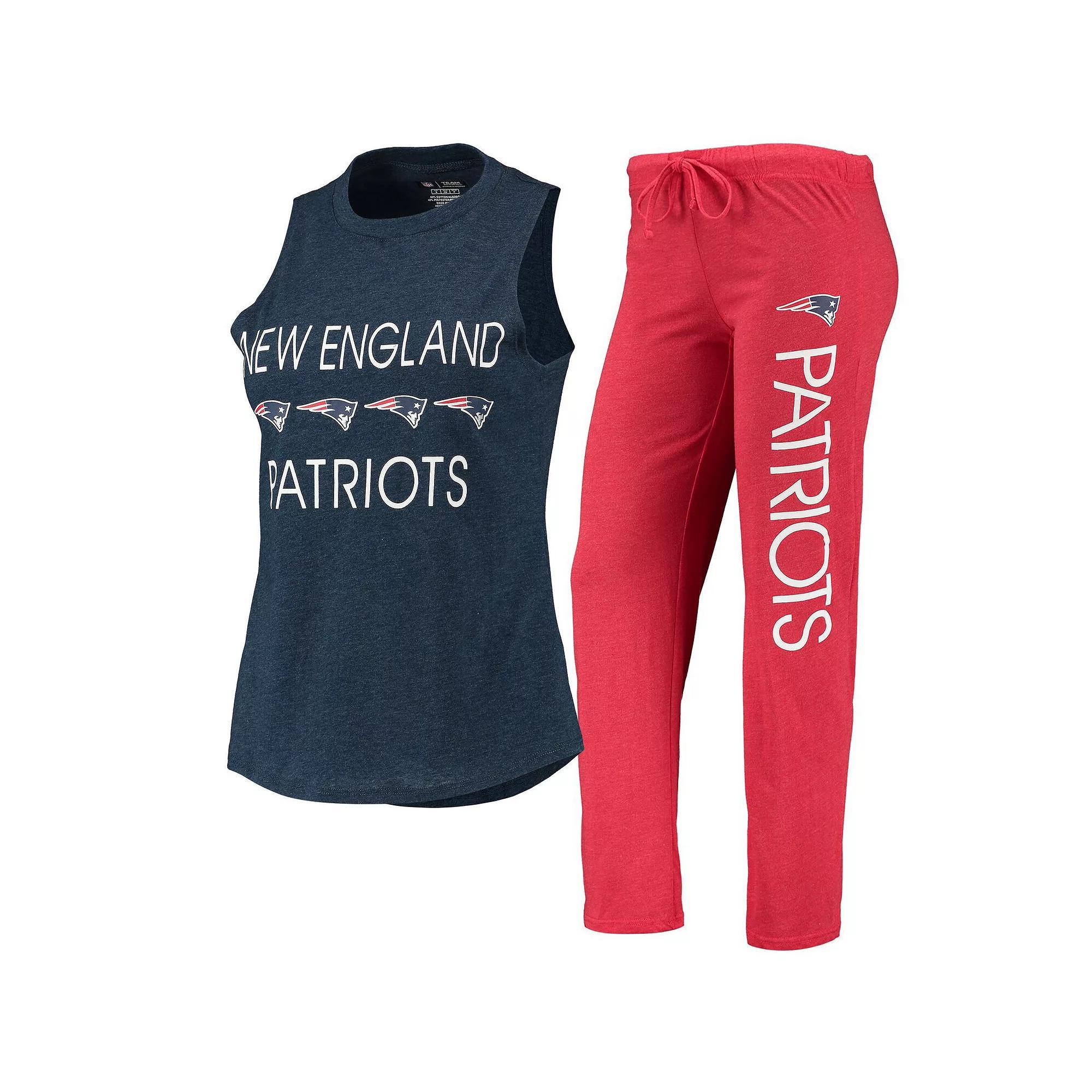 Women's Concepts Sport Navy/Red New England Patriots Plus Size Meter Tank Top and Pants Sleep Set, Size: 1XL, Blue Product Image