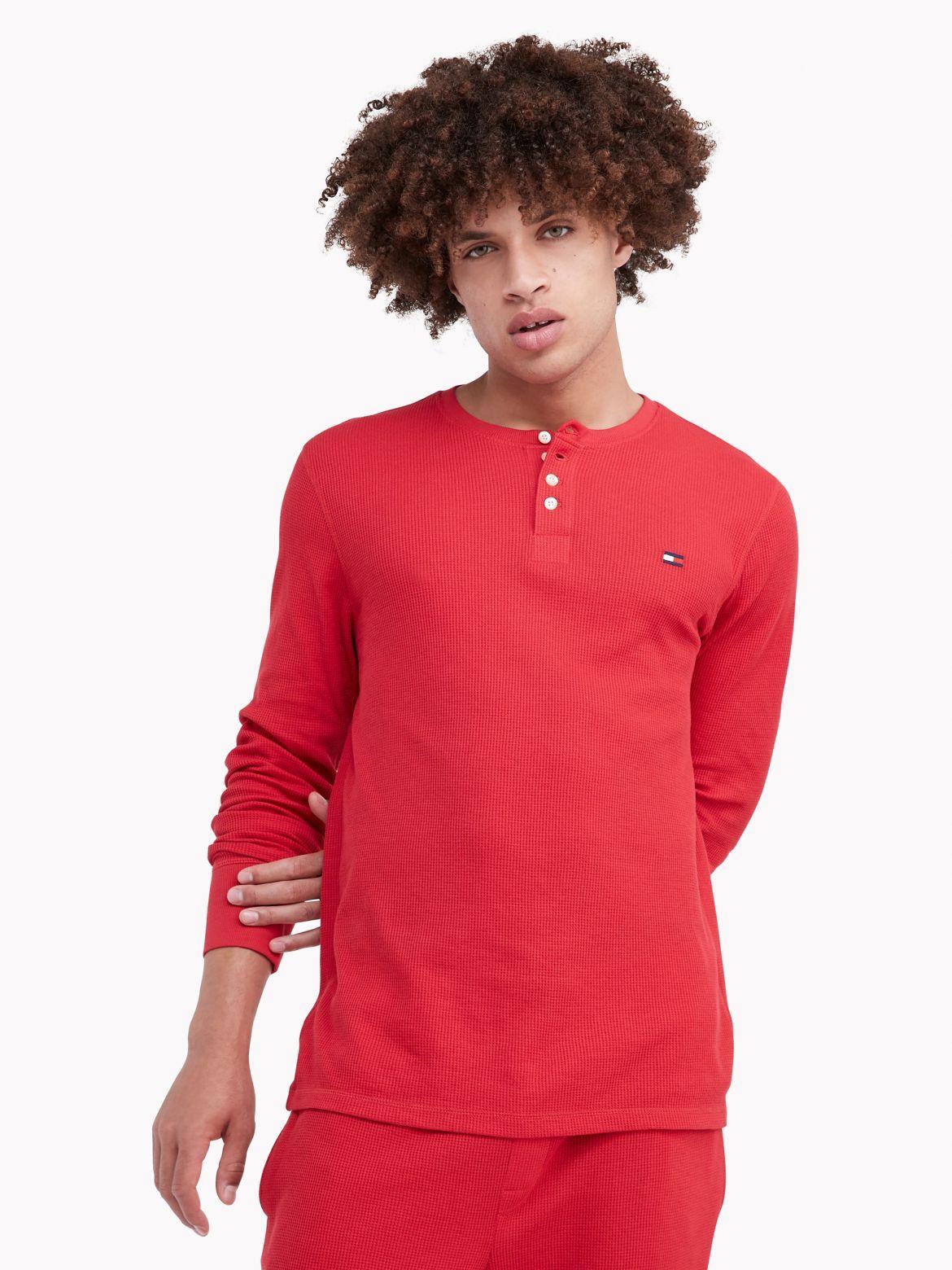 Tommy Hilfiger Men's Thermal 4 Button Long Sleeve Shirt Product Image
