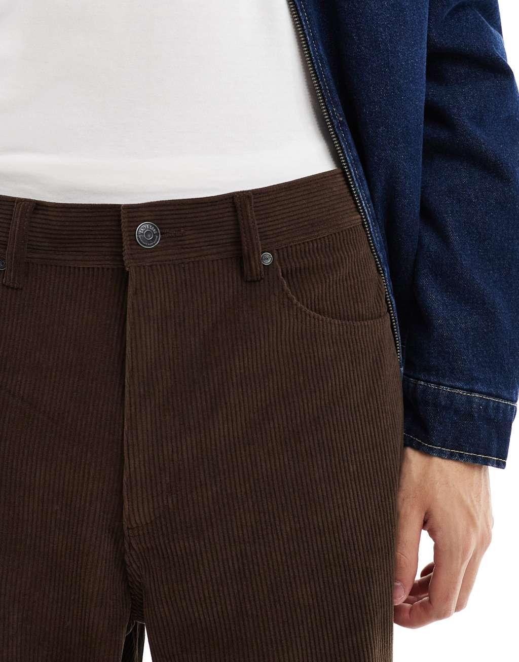 ONLY & SONS straight fit cord pants in brown Product Image