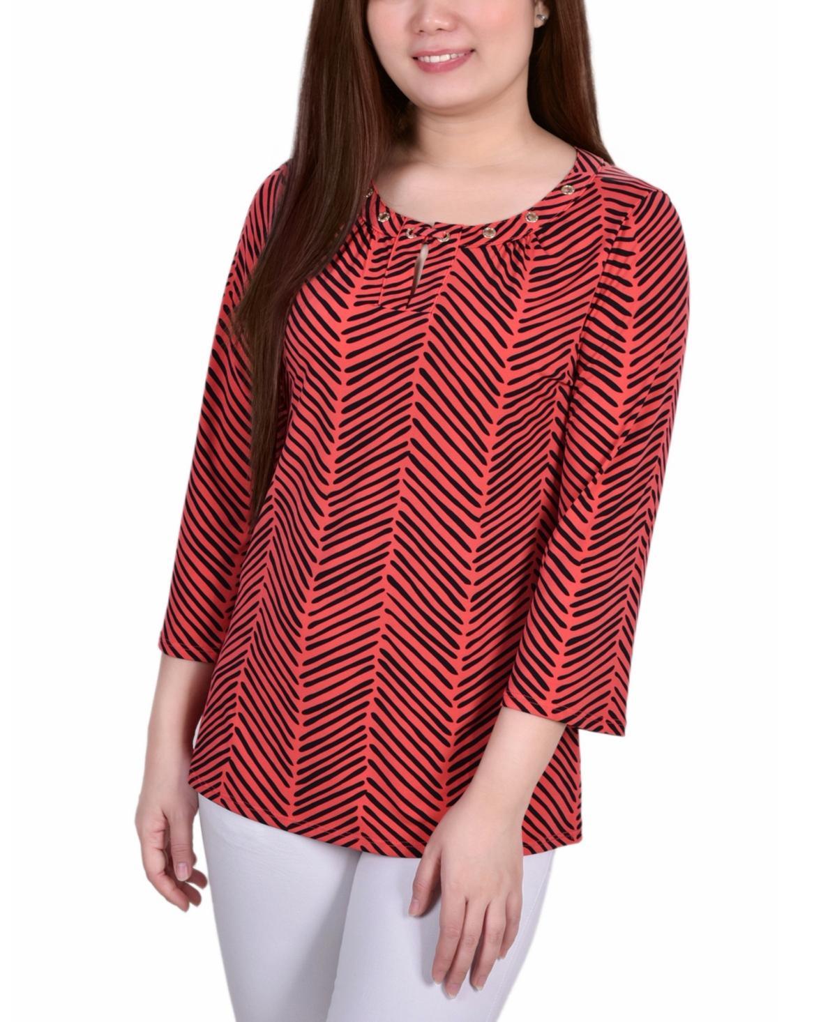 Petite Size 3/4 Sleeve Grommet Top Product Image