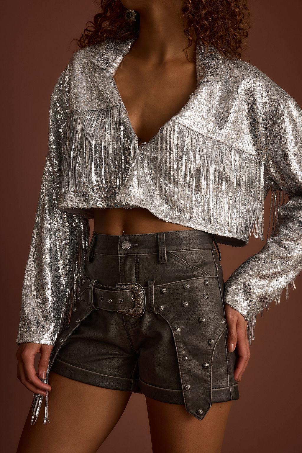 Star Crossed Sequin Fringe Jacket Product Image