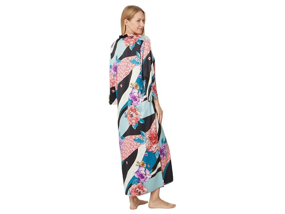 N by Natori Floral Nouveau Caftan (Teal) Women's Pajama Product Image