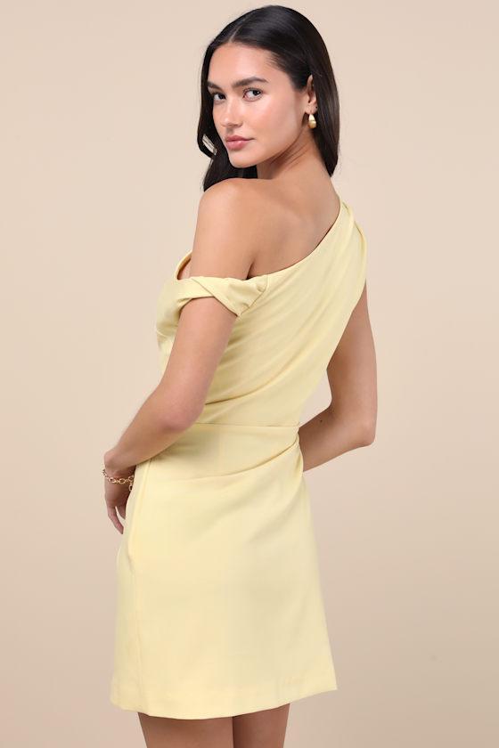 Nellie Light Yellow Off-the-Shoulder Mini Dress Product Image