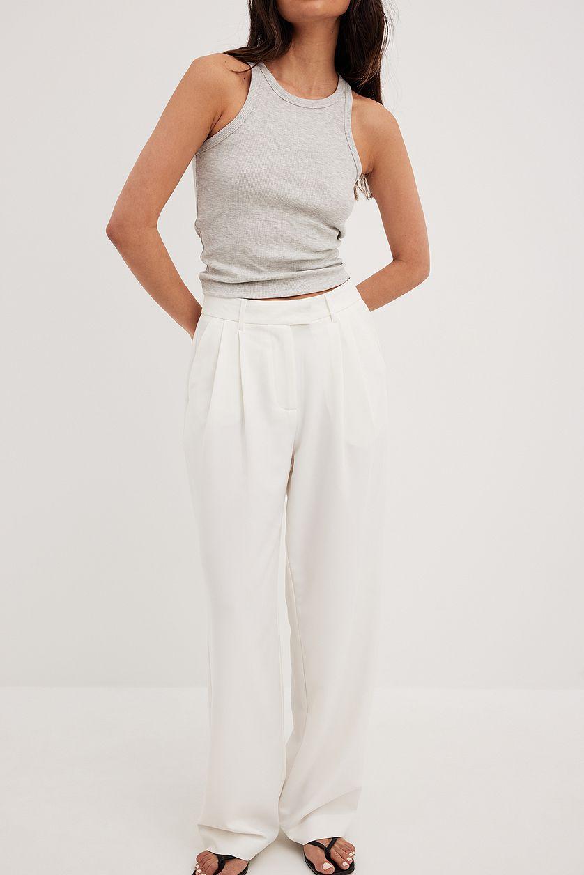 High Waist Pleated Wide Leg Pants Product Image