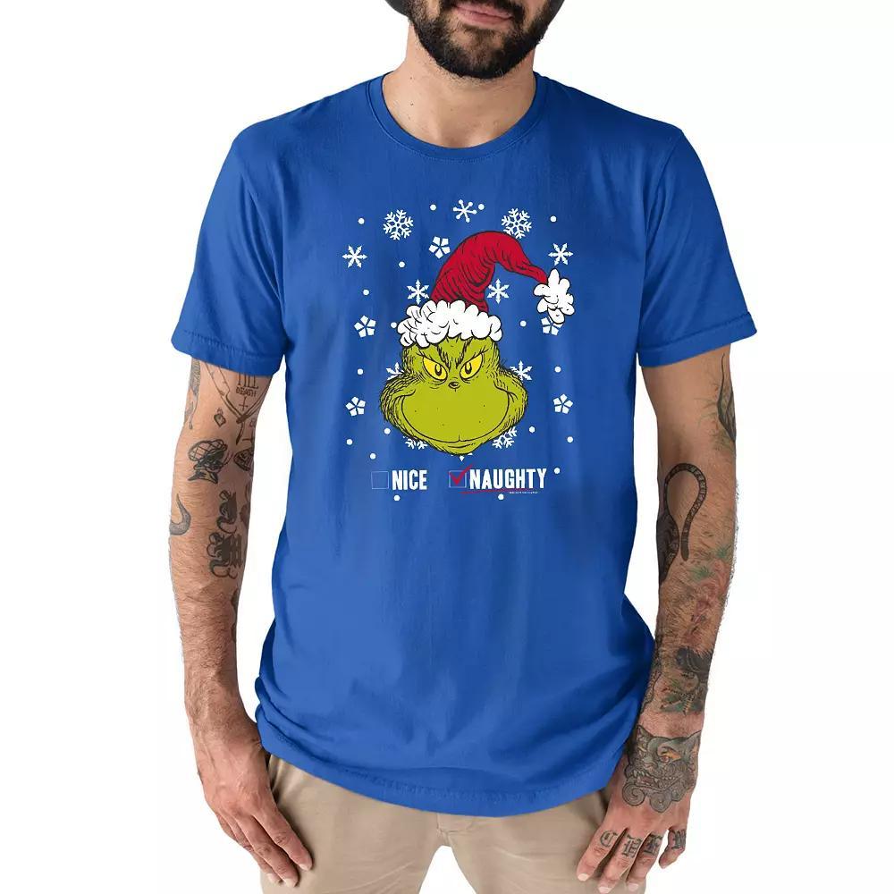 Men's Dr. Seuss The Grinch Bad Nice Tee, Size: XL, Royal Blue Product Image