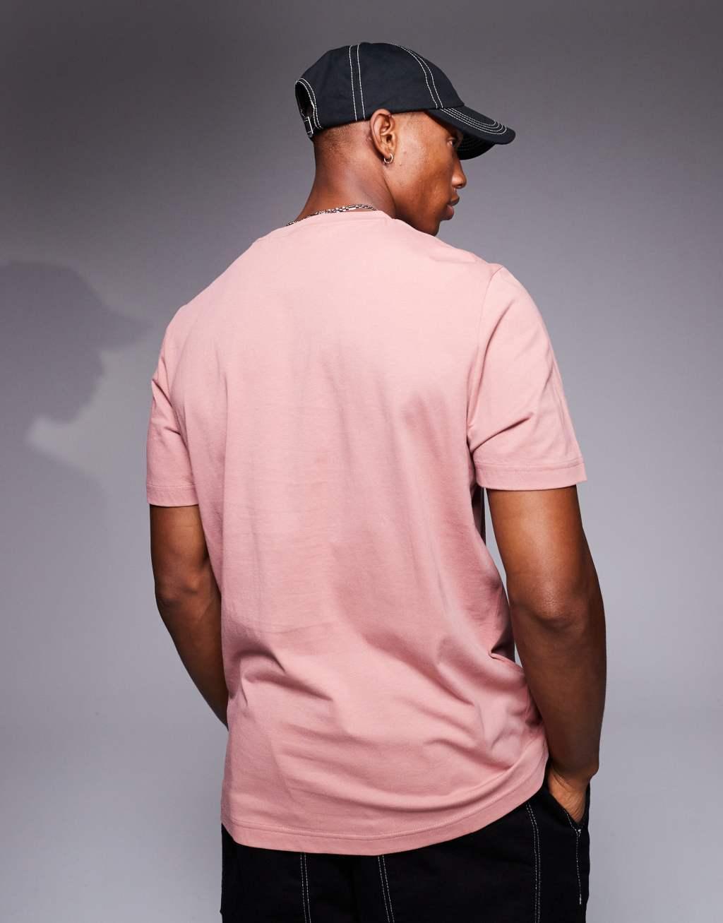 HUGO Red delayer chest print t-shirt with smoked stacked logo in pink Product Image