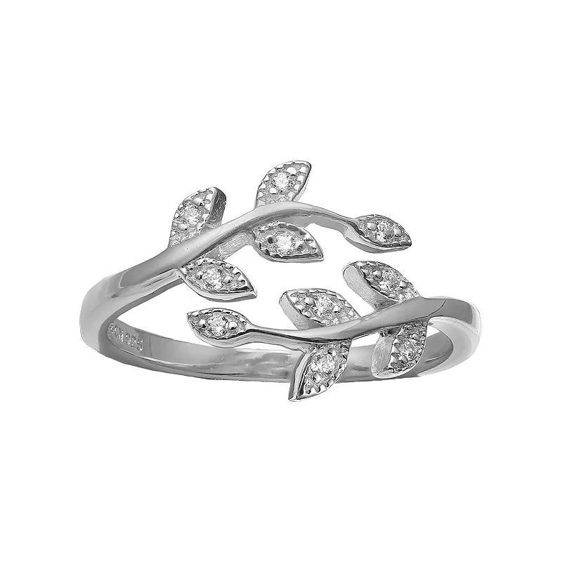PRIMROSE Sterling Silver Cubic Zirconia Pave Vine Bypass Ring, Women's, Size: 8 Product Image