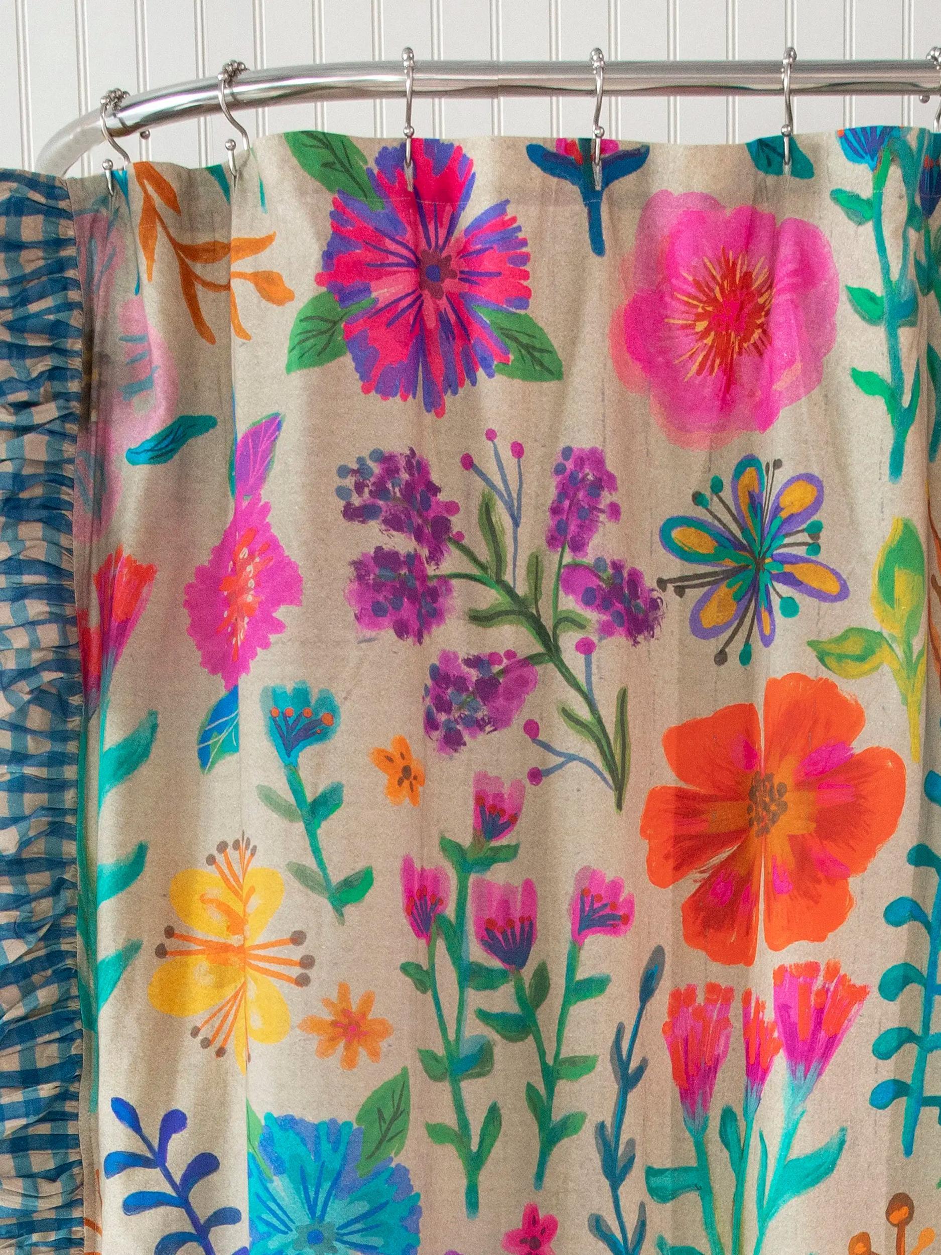 Boho Shower Curtain - Rainbow Garden Cream Product Image