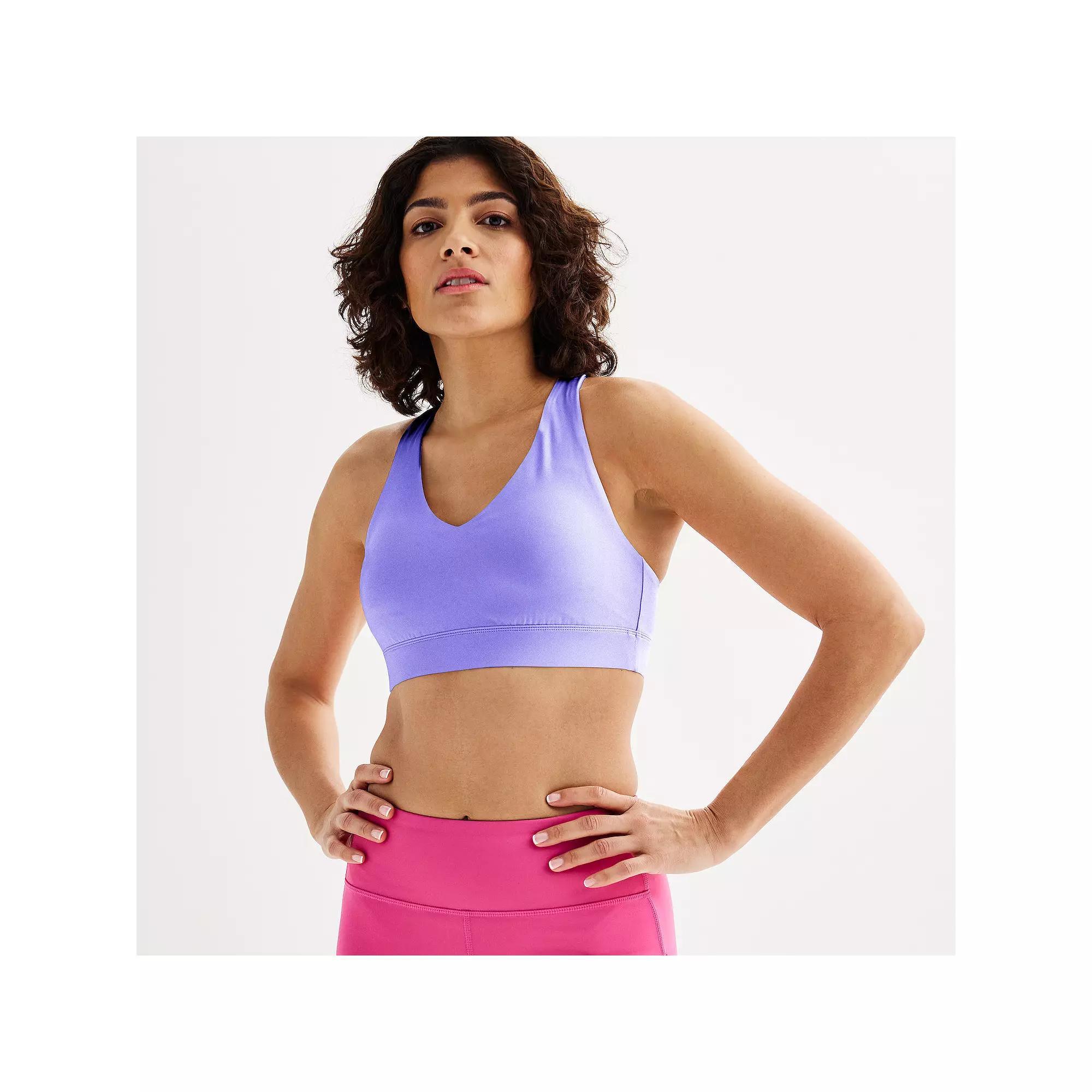 Tek Gear® Ultrastretch Medium-Impact V-Neck Sports Bra, Women's, Size: Large, Mini Latte Product Image
