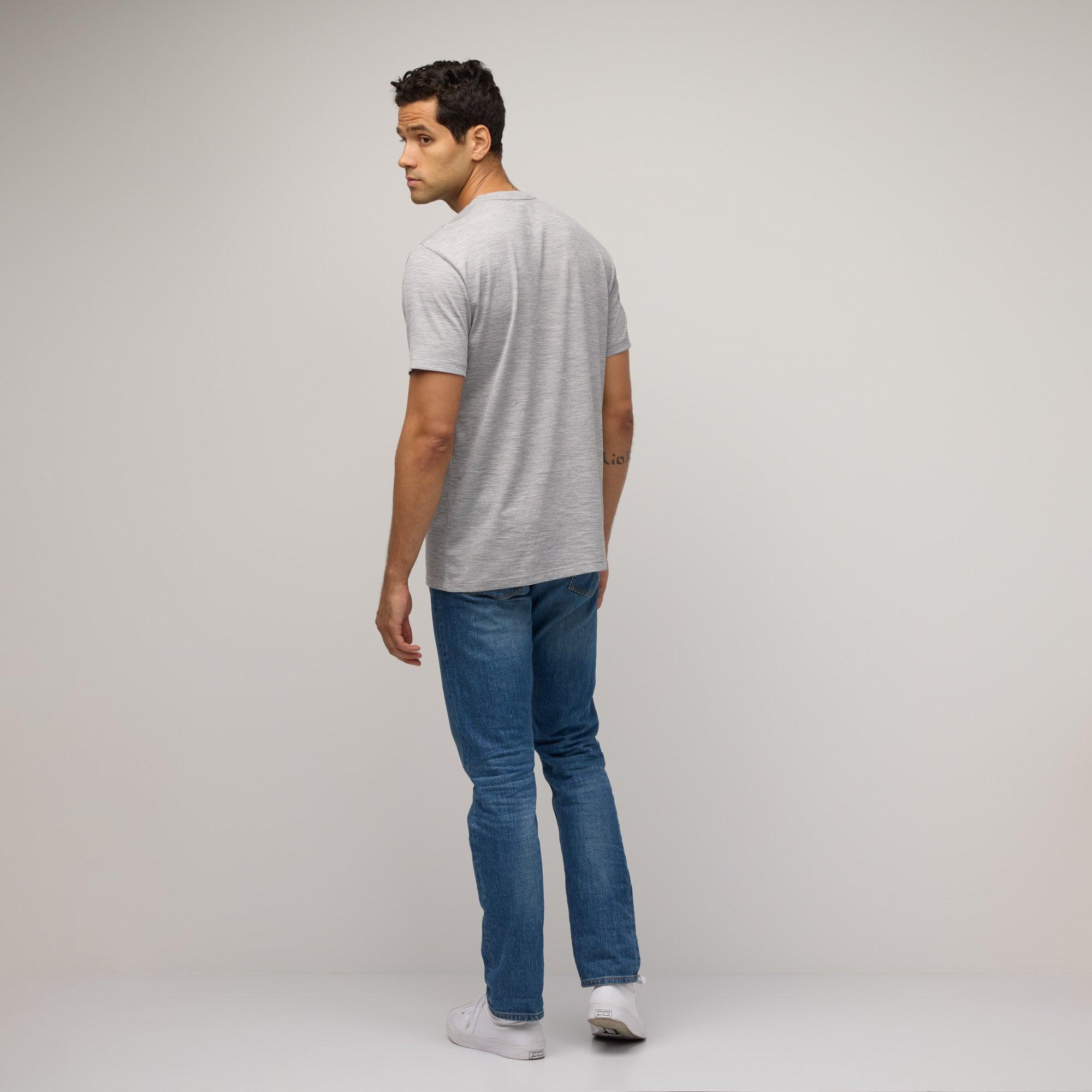Merino Wool Deep V-Neck T-Shirt | Gray Heather Product Image