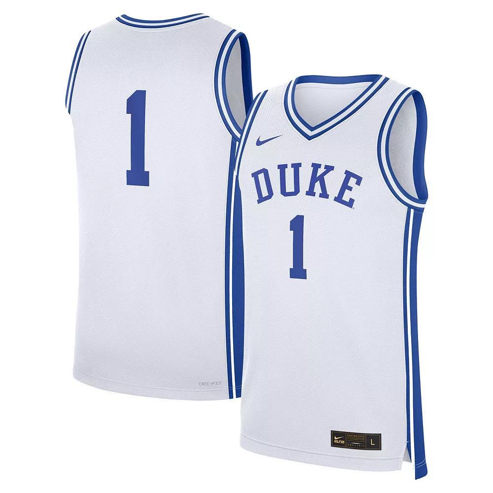 Men's Nike #1 White Duke Blue Devils Home Replica Jersey, Size: Medium Product Image