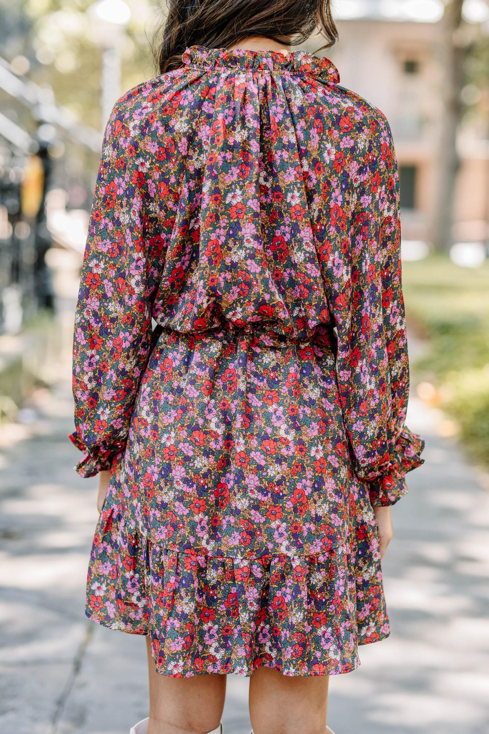 It's About Time Gold Combo Floral Dress Female Product Image