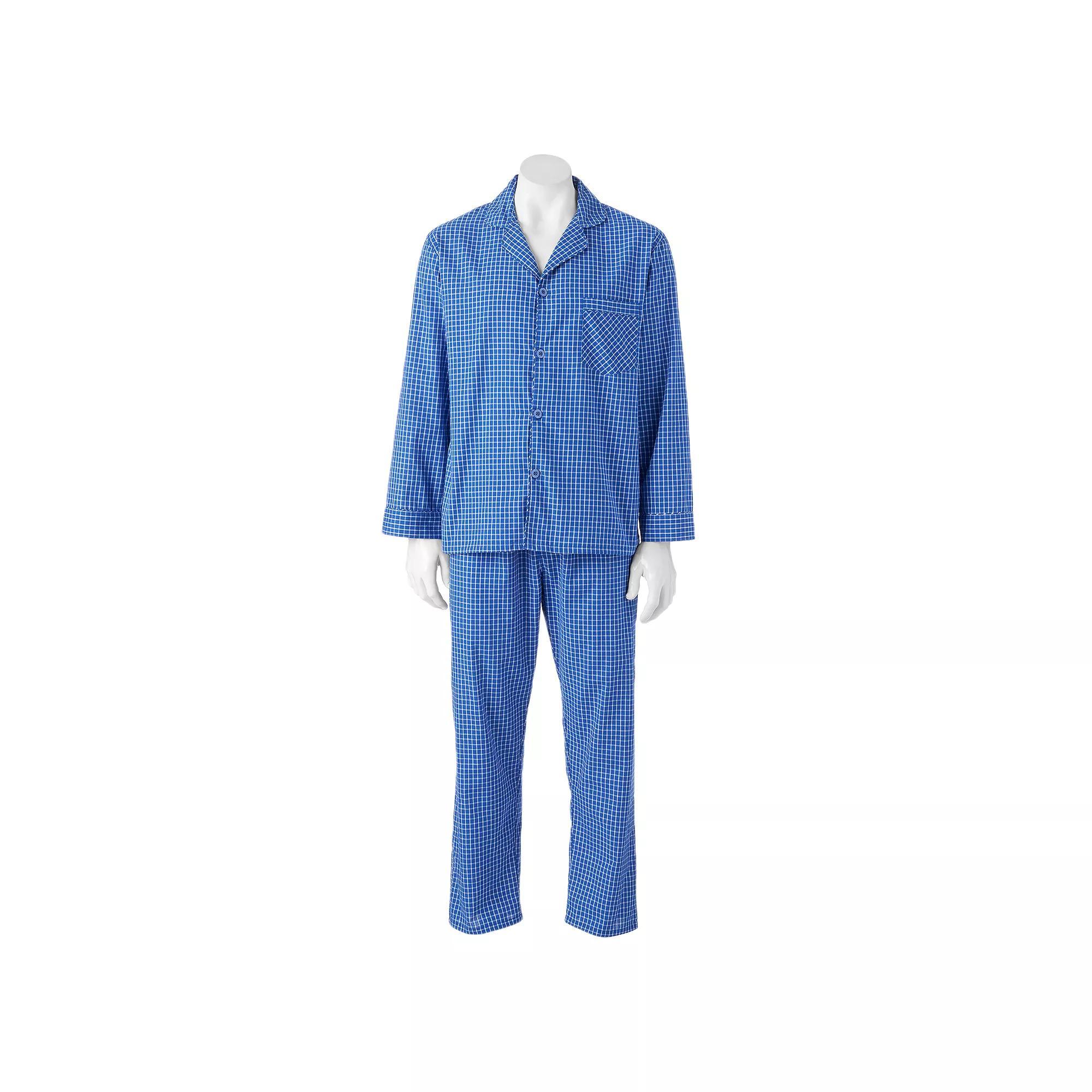 Men's Hanes® Classics Pajama Set, Size: XL, Blue Check Product Image