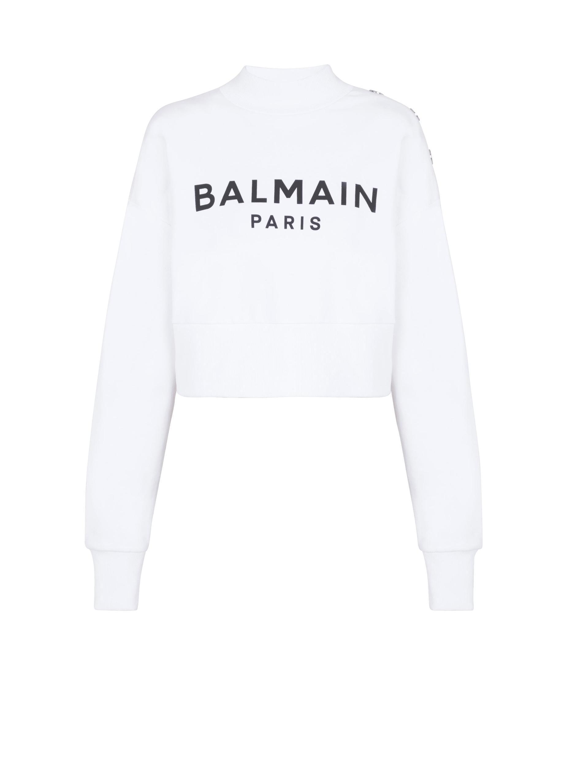 Cropped sweatshirt with Balmain Paris print Product Image