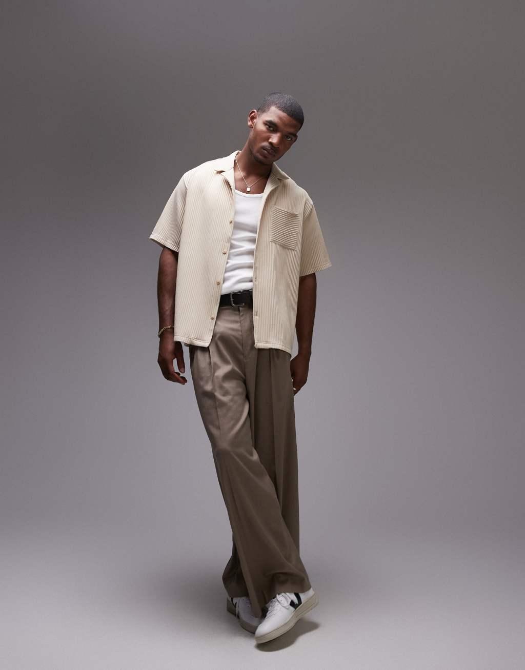 Topman short sleeve plisse shirt Product Image