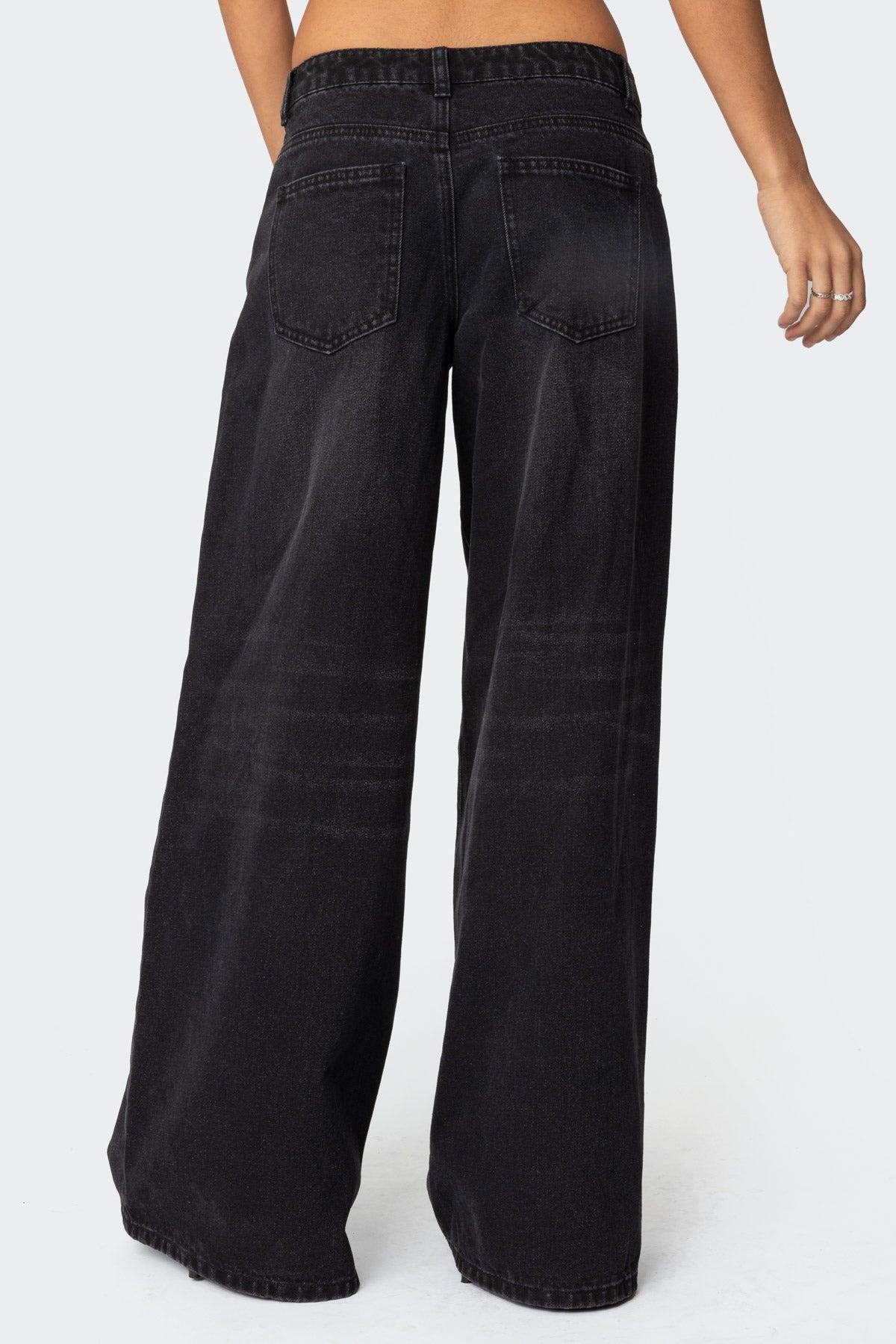Pleated Detail Low Rise Jeans Product Image