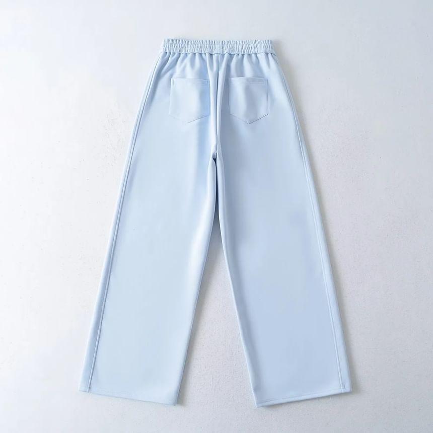 High Waist Plain Wide Leg Sweatpants Product Image