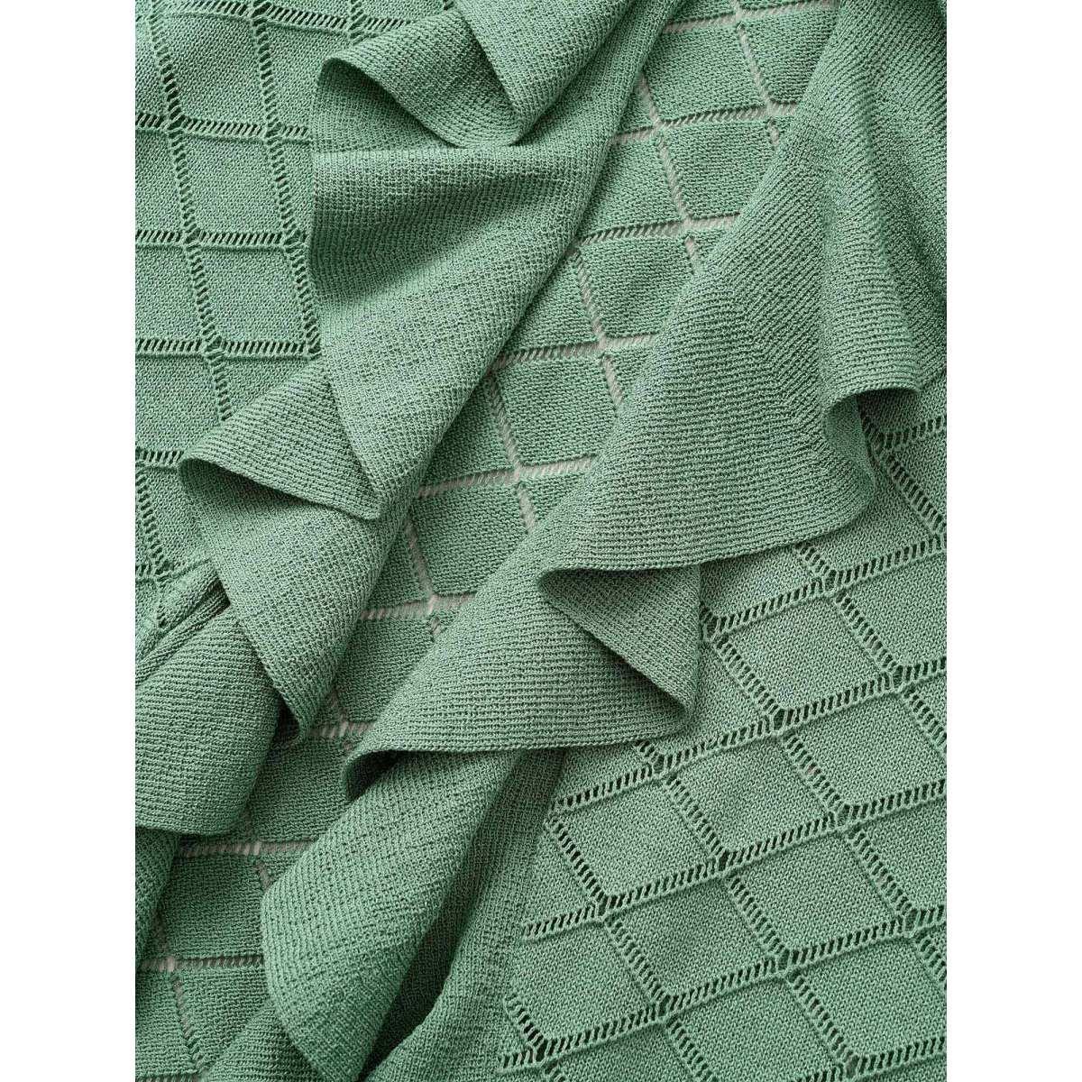 Plus Size Plain Geometric Cut Out Ruffles Ties Cardigan Emerald Women Everyday Elegant Cover Ups Bloomchic 30/6X Product Image