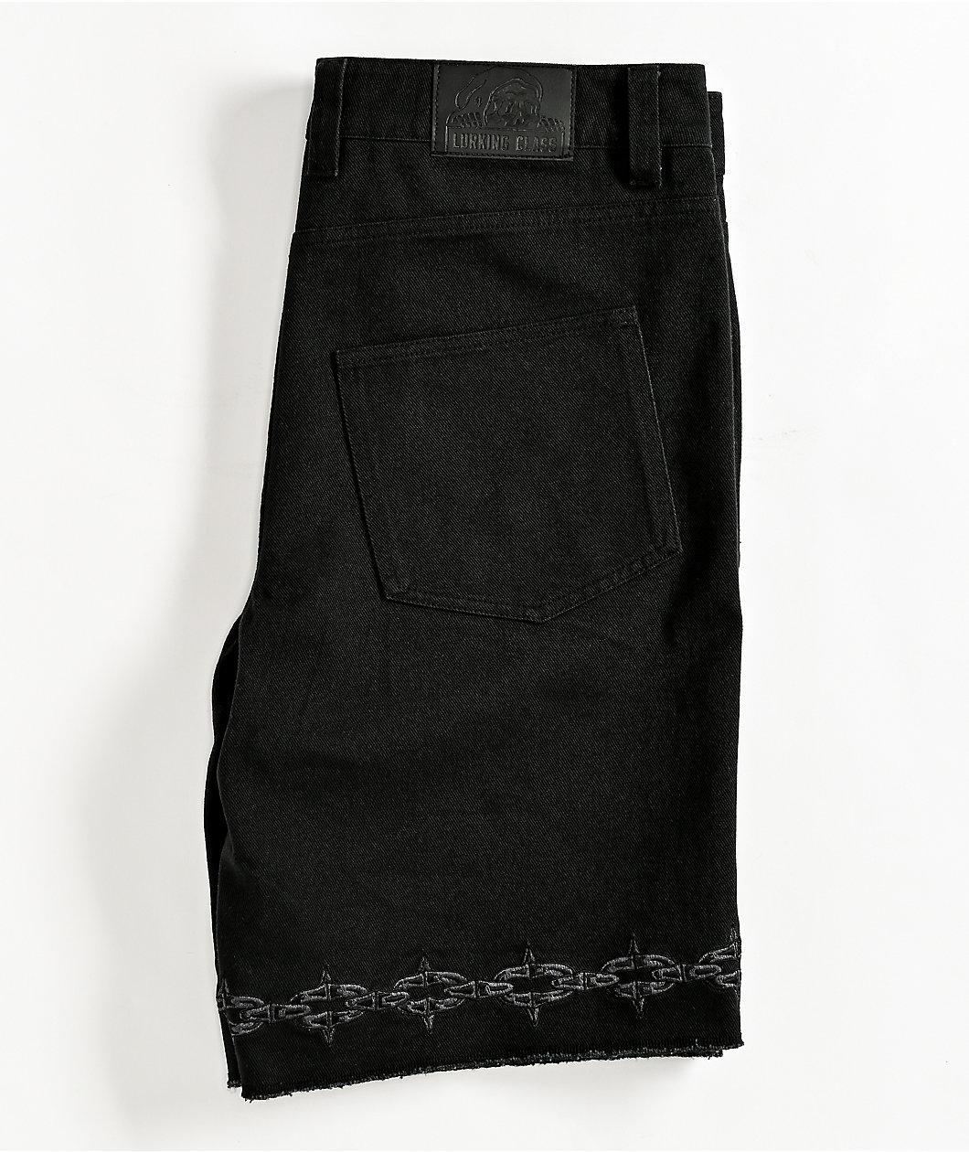Lurking Class by Sketchy Tank Spiked Chain Black Denim Shorts Product Image