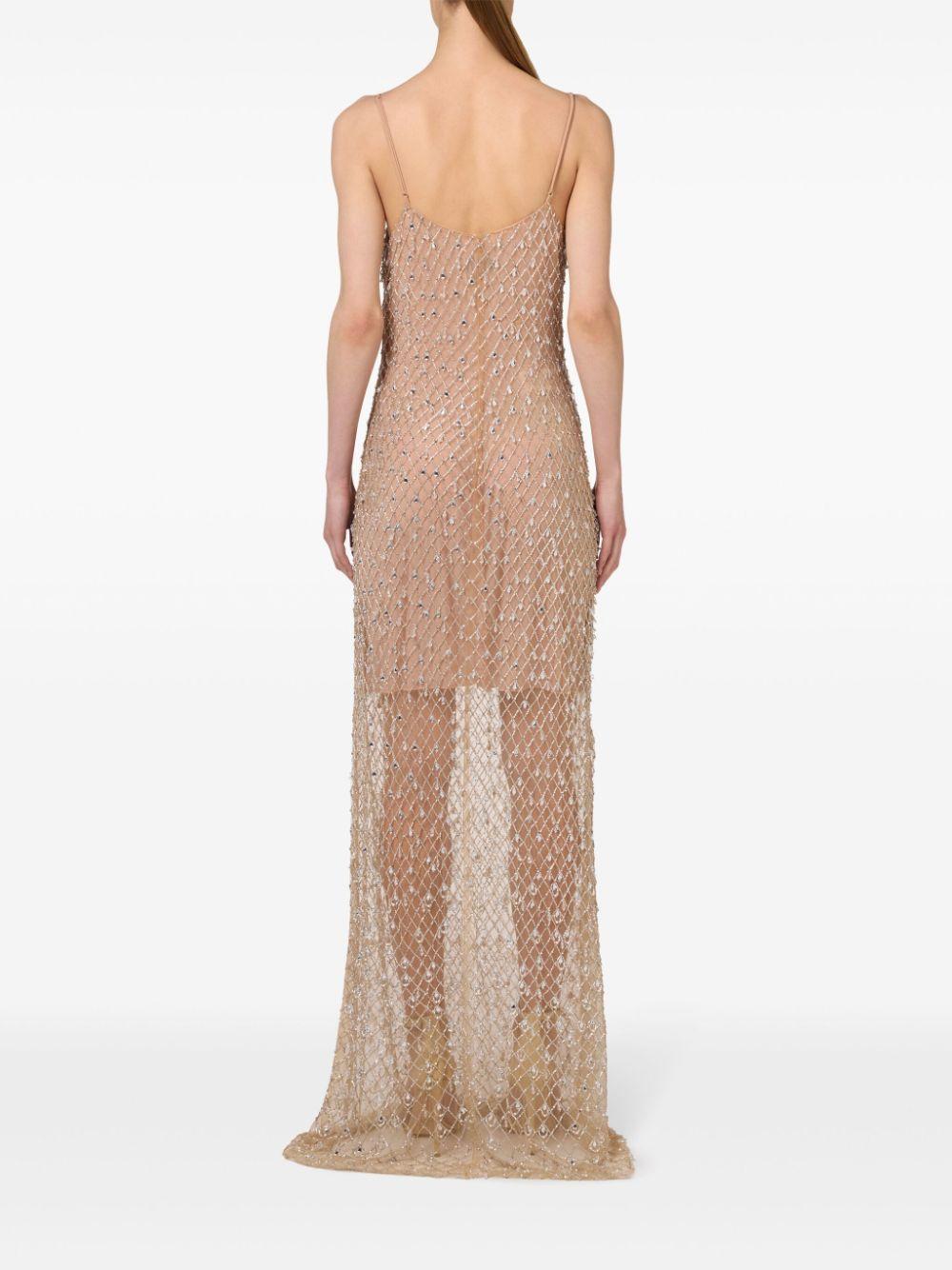 diamond-pattern sequin-embroidered tulle red carpet dress Product Image