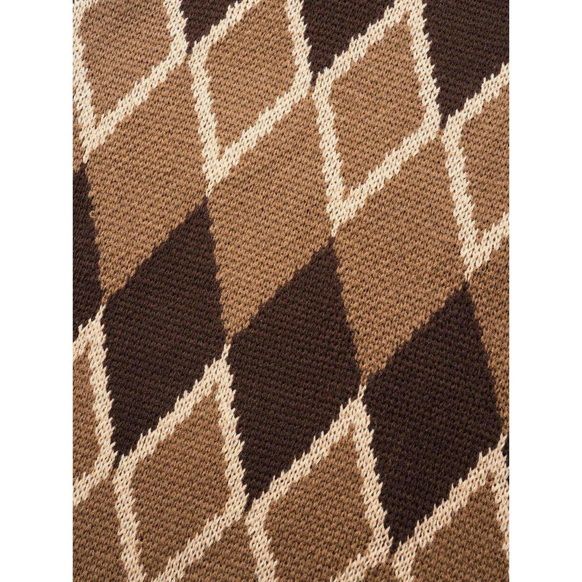 Plus Size Plaid Crew Neck Raglan Sleeve Cardigan Browncoffeecolor Women Casual Loose Long Sleeve Round Neck Everyday Pullovers BloomChic 22-24/3X Product Image
