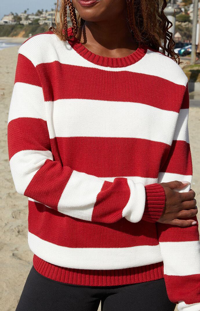 John Galt Women's Red & White Striped Martha Sweater in Red/White Product Image