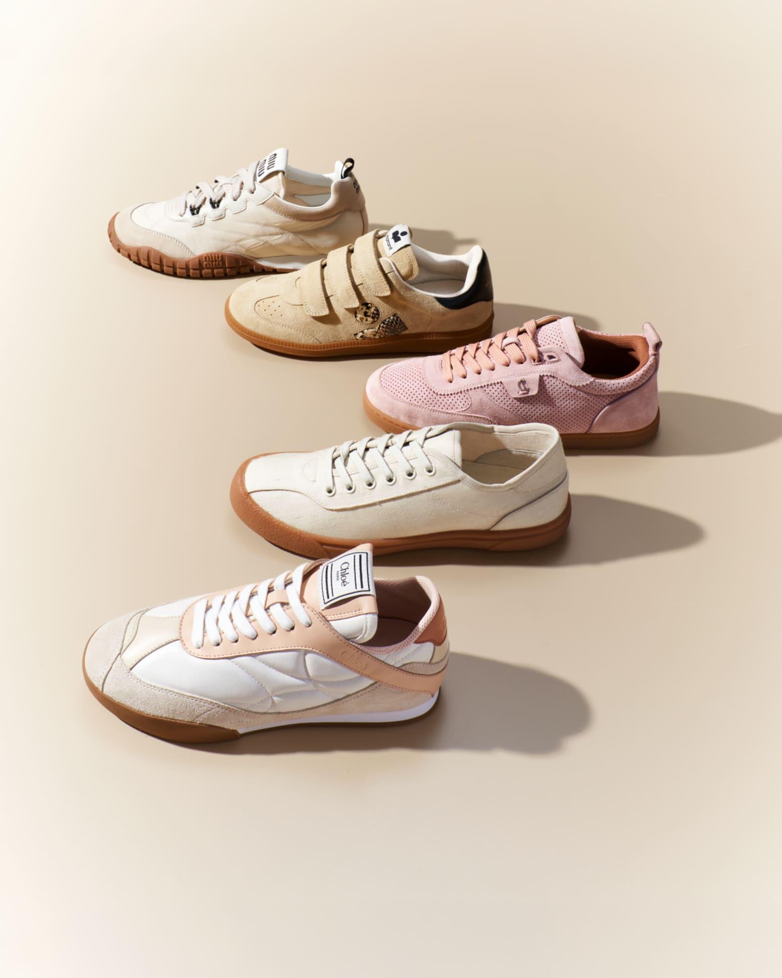 Low-Top Nylon & Leather Sneakers Product Image