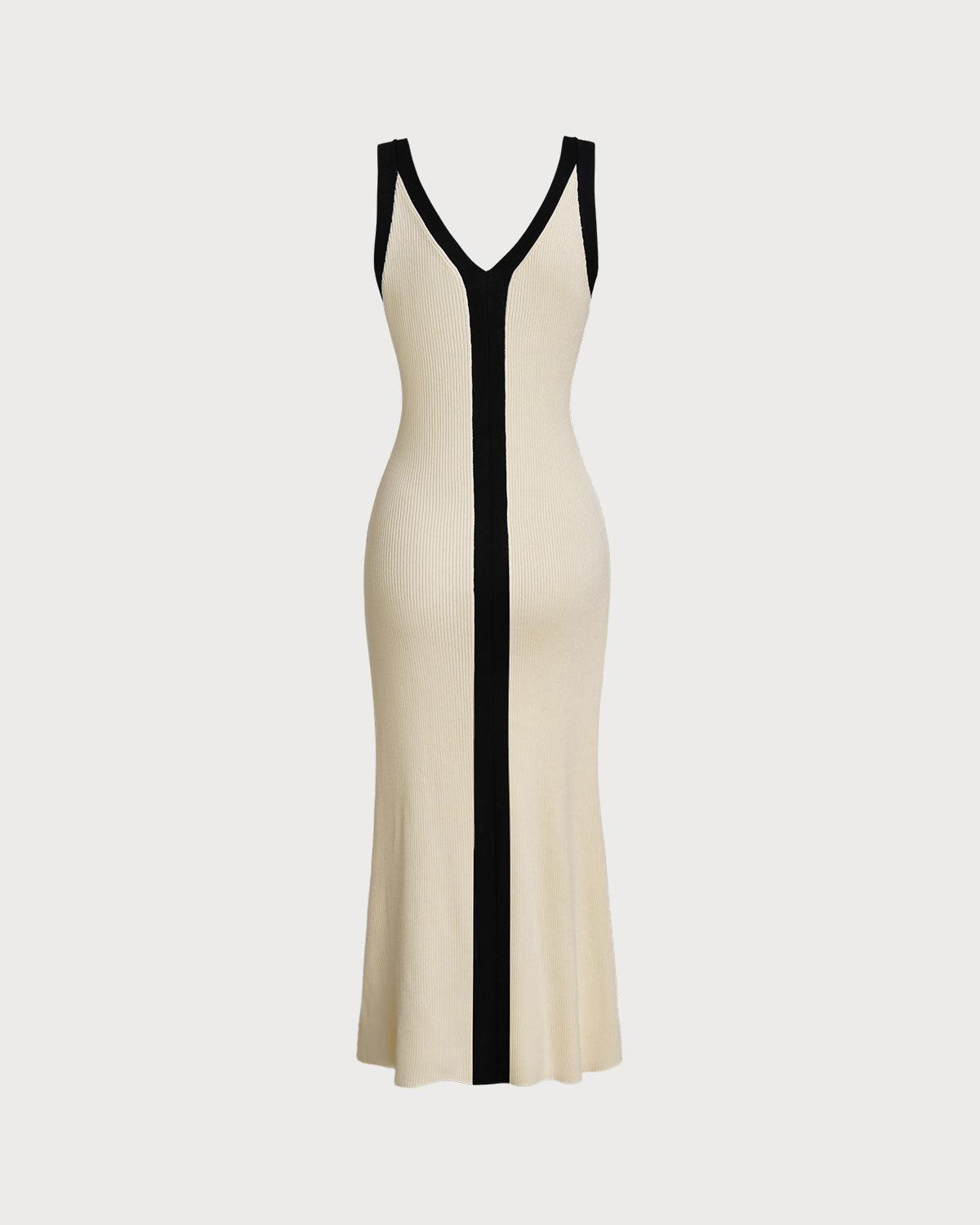 Apricot Contrast Sleeveless Midi Dress Product Image