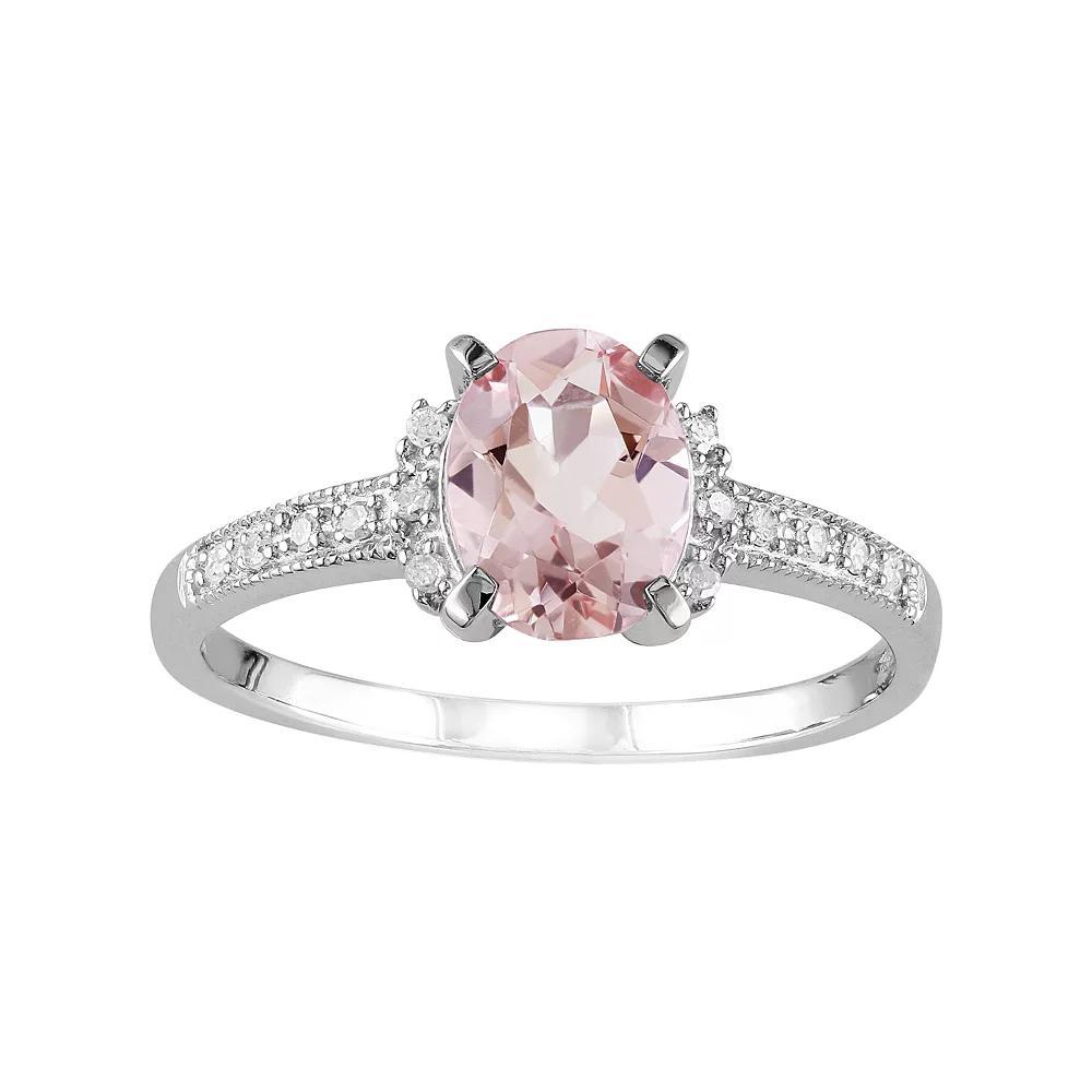 Stella Grace Sterling Silver Morganite & Diamond Accent Oval Ring, Women's, Size: 6 Product Image