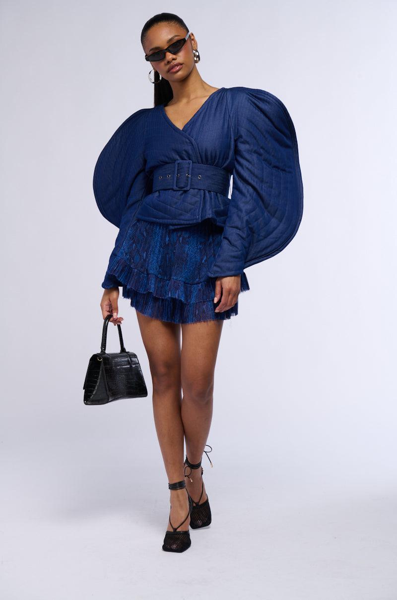 RAINA DRAMATIC SLEEVE BELTED BLOUSE Product Image