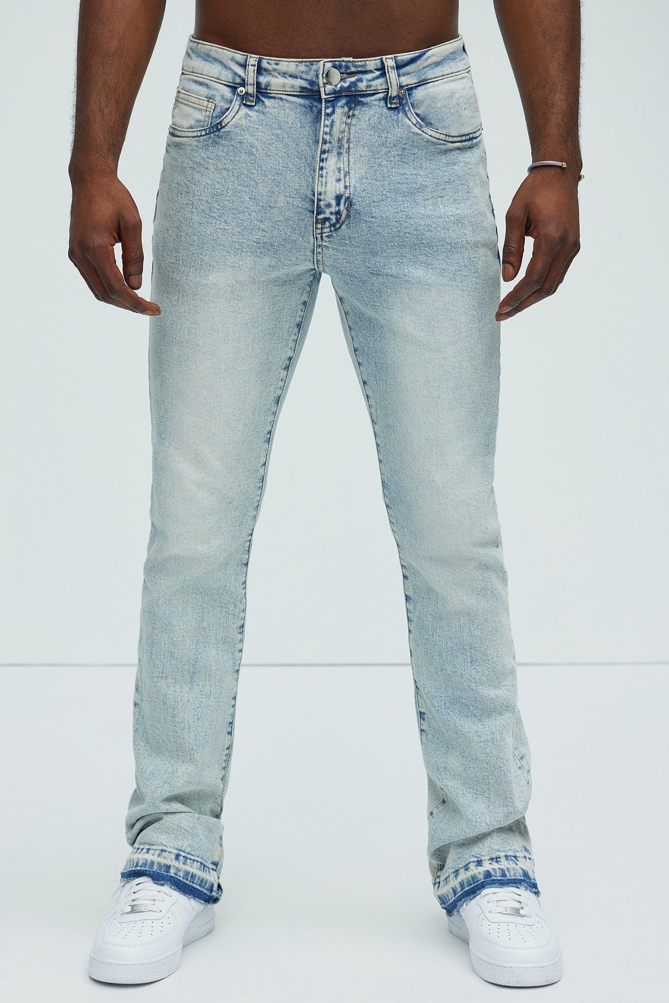 Cornell Stacked Skinny Flare Jeans - Bleach Blue Wash Product Image