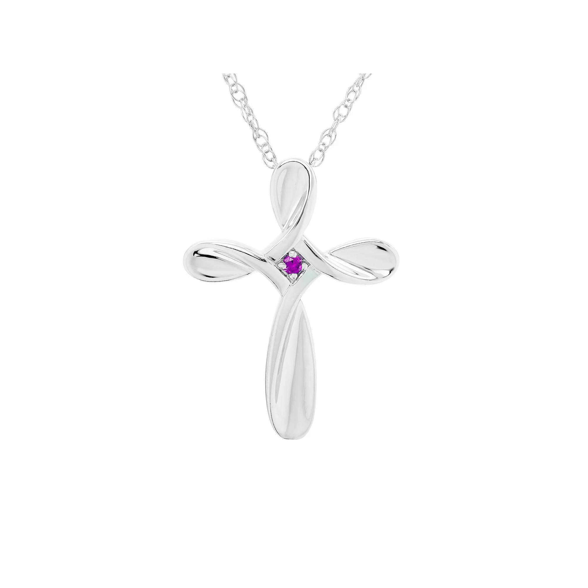 Boston Bay Diamonds Sterling Silver Gemstone Cross Pendant Necklace, Women's, Size: 18", Peridot Product Image