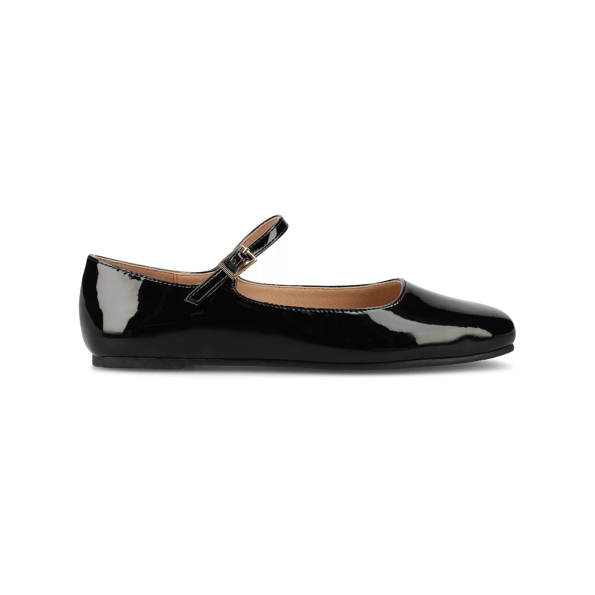 Journee Carrie Women's Mary Jane Flats, Size: 6.5, Black Patent Product Image