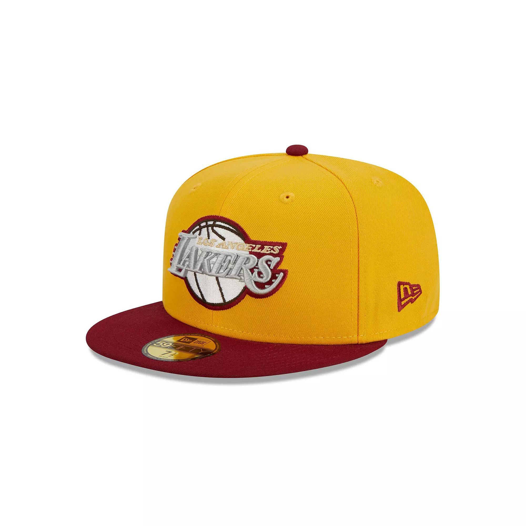 Men's New Era Yellow/Red Los Angeles Lakers Fall Leaves 2-Tone 59FIFTY Fitted Hat, Size: 6 7/8 Product Image