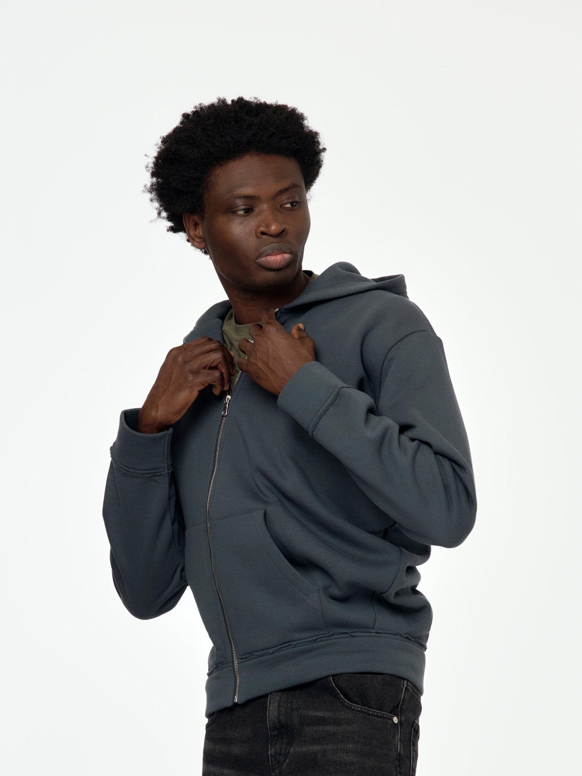 Twisted Zip-Up Hoodie (Charcoal) Product Image