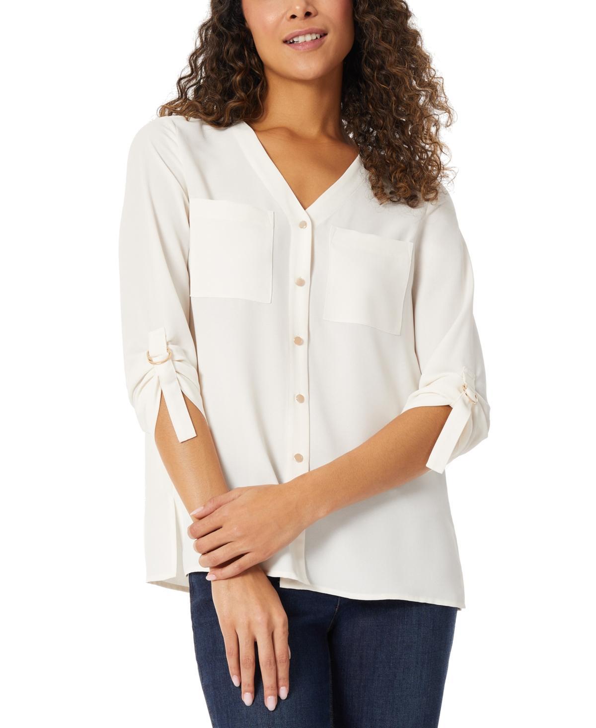 Jones New York Womens Jasper Roll-Cuff Blouse, Regular & Petite Product Image