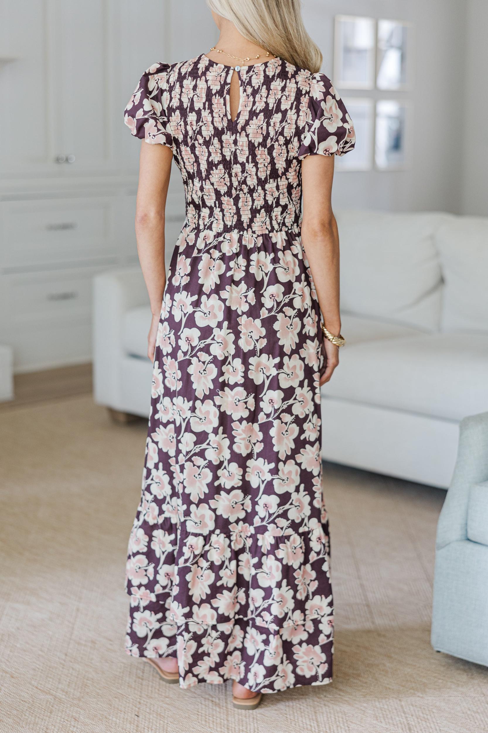 NURSING COLLECTION: Make The Right Choice Burgundy Red Abstract Maxi Dress Female Product Image