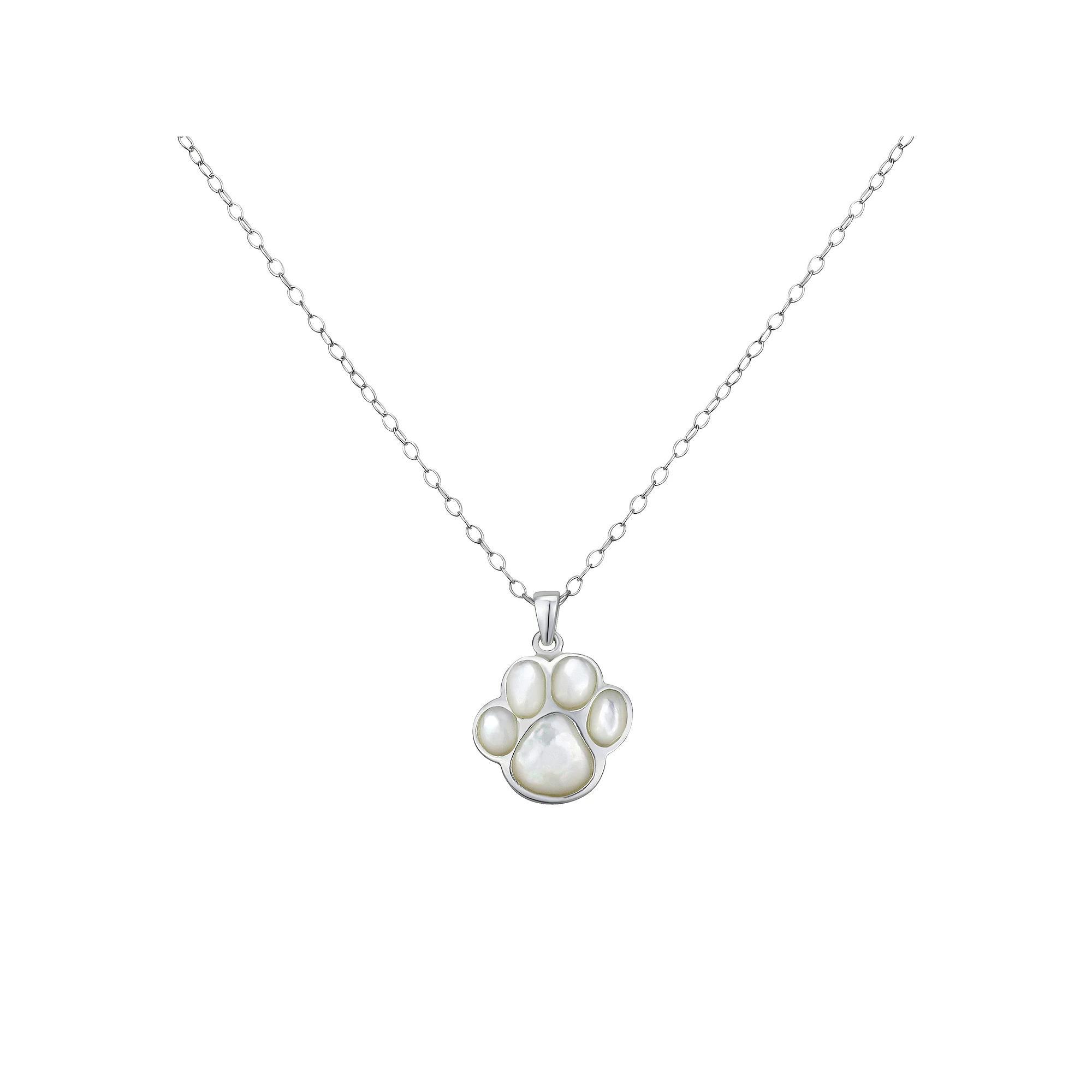Argento Forte Sterling Silver Mother of Pearl Paw Pendant Necklace, Women's, Size: 18" Product Image
